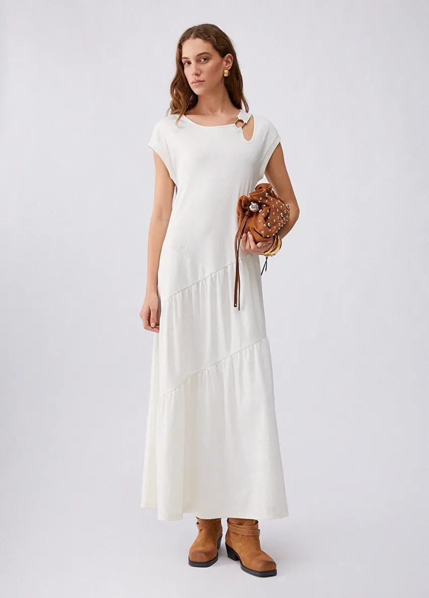 Beyaz Jersey Birleşik Elbise