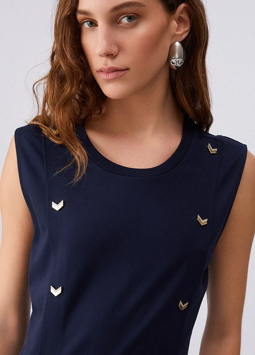 Lacivert Jersey Birleşik Elbise