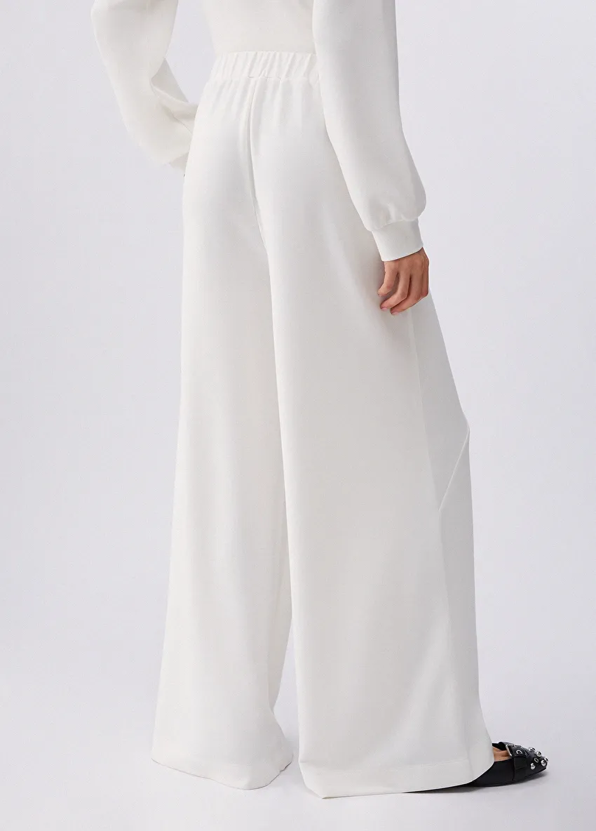 Beyaz Jersey Uzun Pantolon