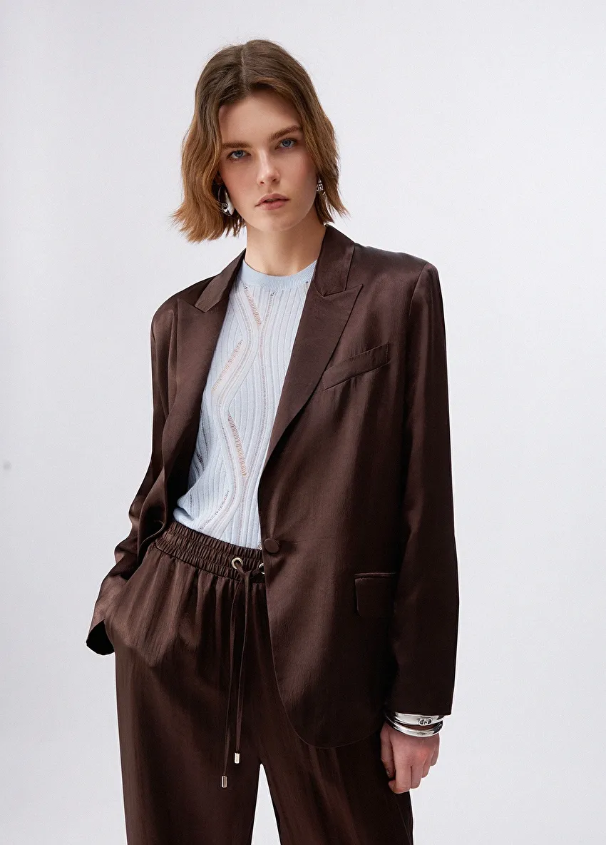 Kahverengi Kemerli Blazer