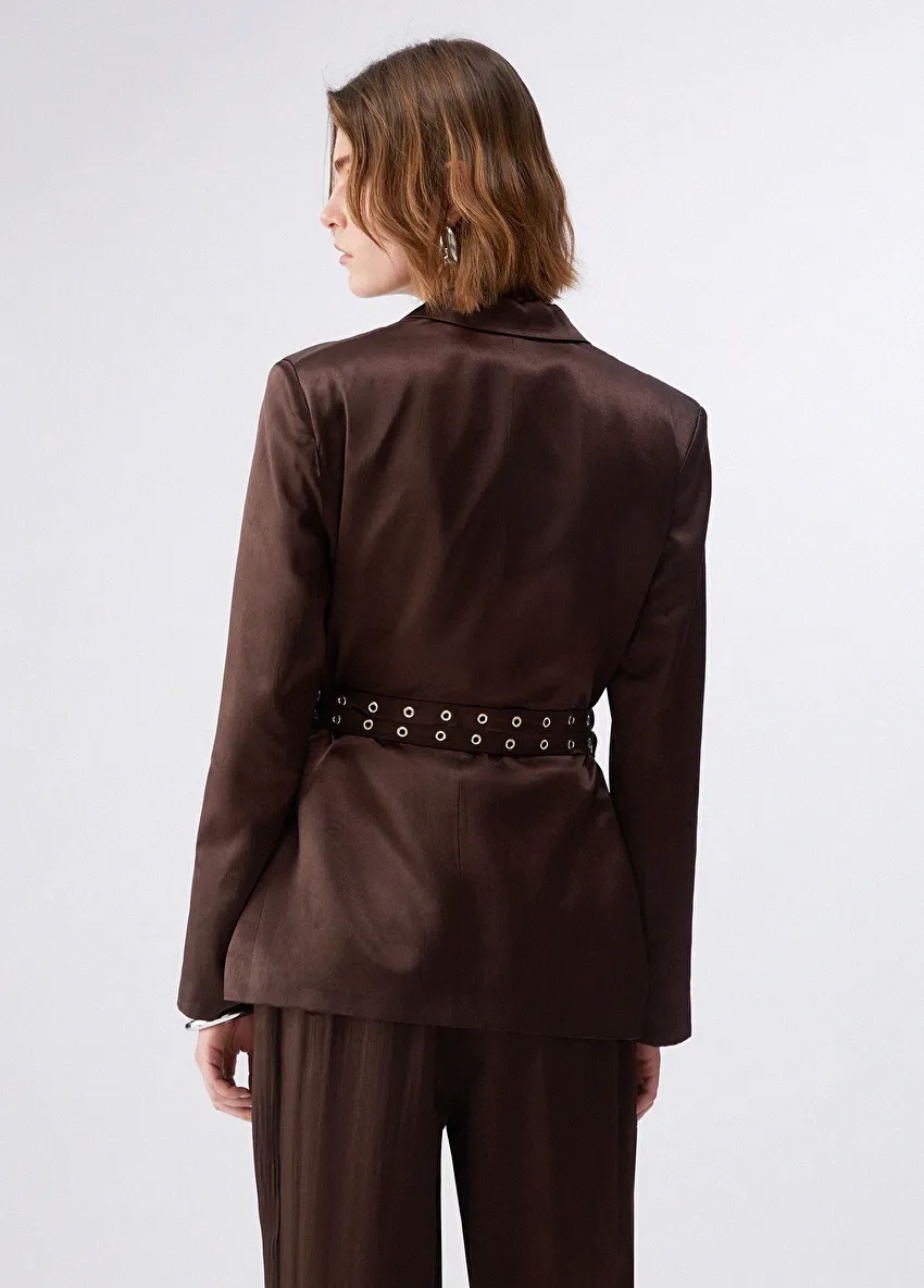 Kahverengi Kemerli Blazer