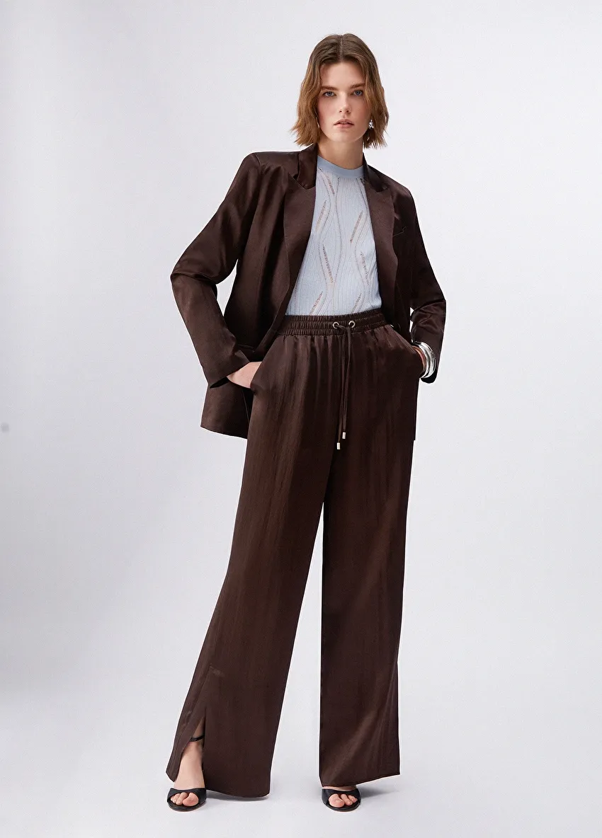 Kahverengi Kemerli Blazer