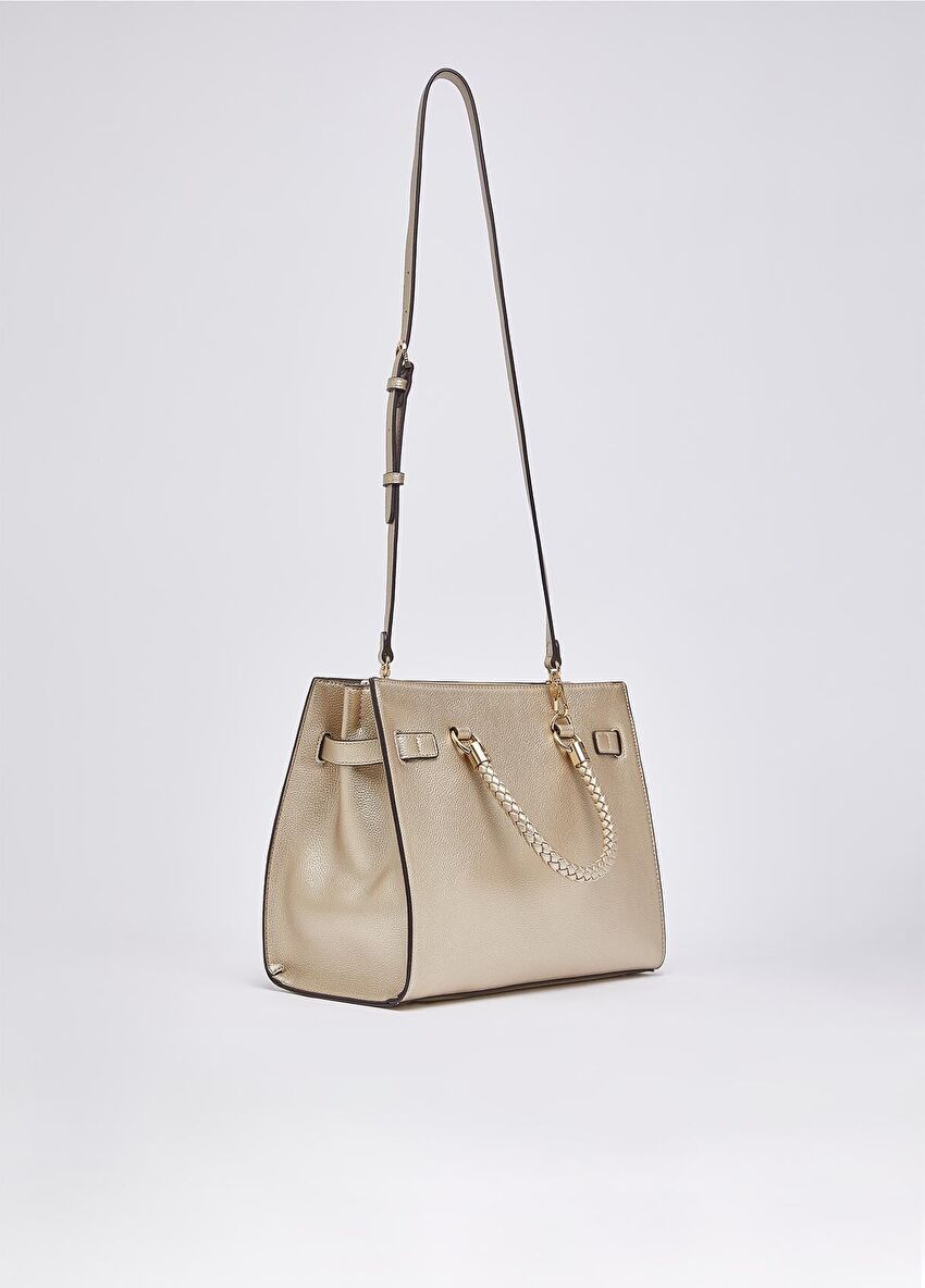 Altın Rengi Orta Boy Tote Çanta