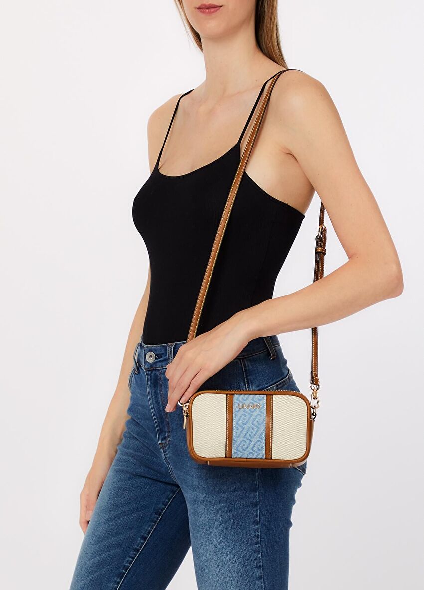 Bej / Mavi Küçük Kamera Çantası