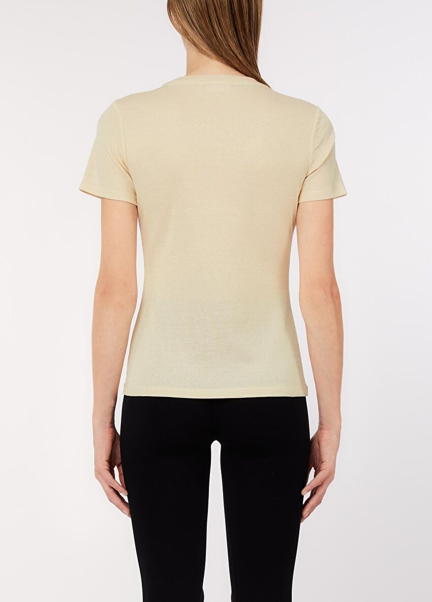 Açık Sarı Kısa Kollu Moda Tişört