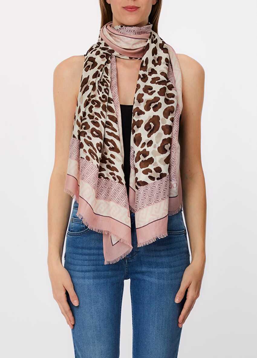 Açık Pembe Animalier Portalogo Stola
