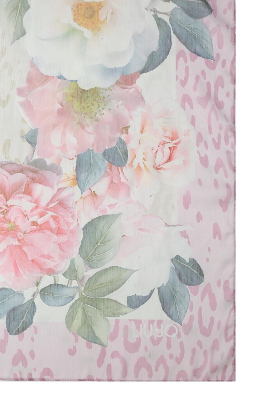 Açık Pembe Peony Animalier Fular