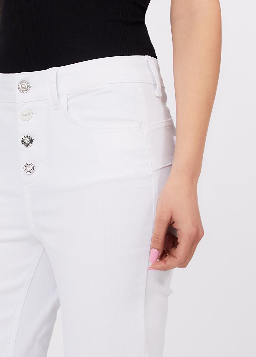 Beyaz B.Up Princess Yüksek Bel Denim