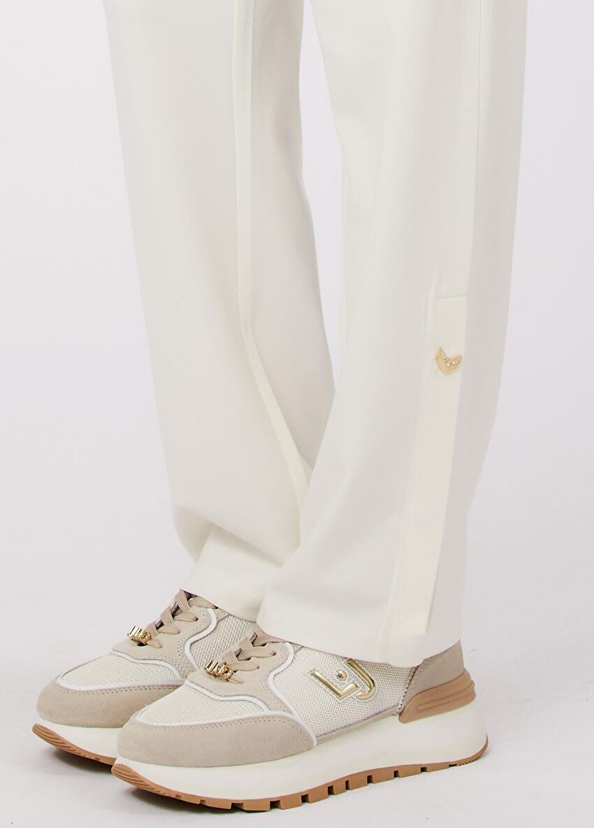 Beyaz Jersey Uzun Pantolon