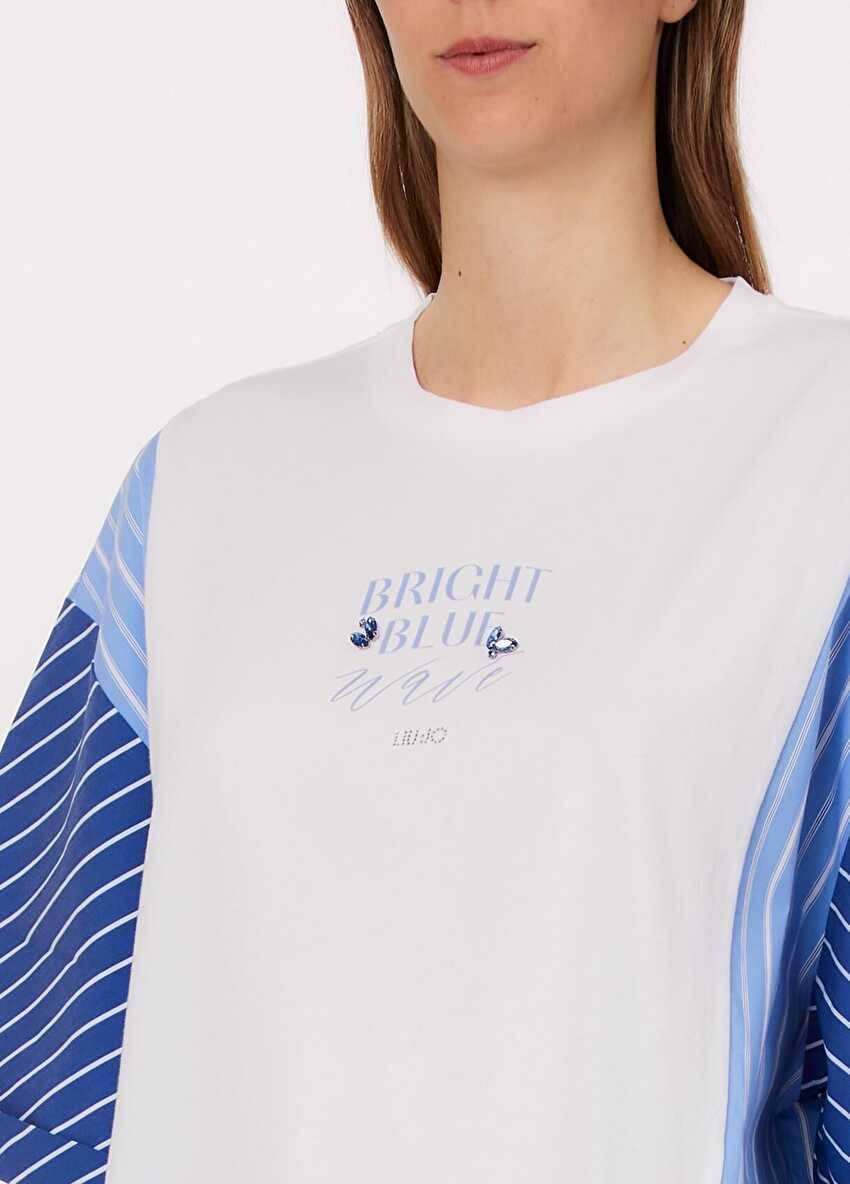 Beyaz Kısa Kollu Moda Tişört