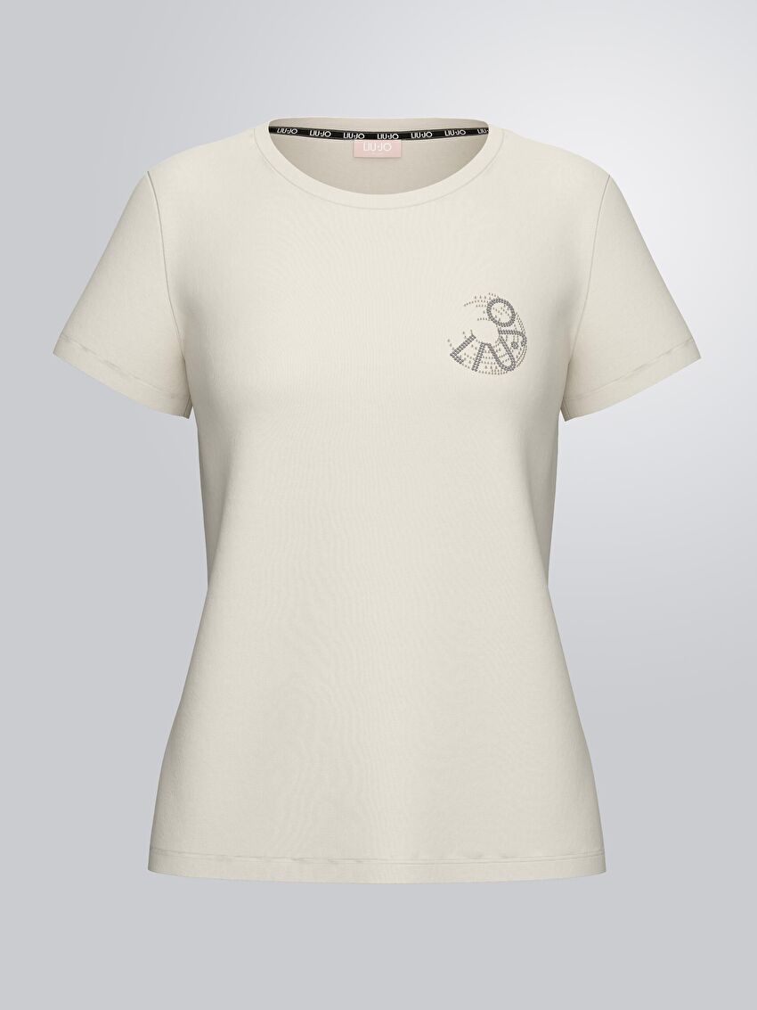 Beyaz Kısa Kollu Moda Tişört