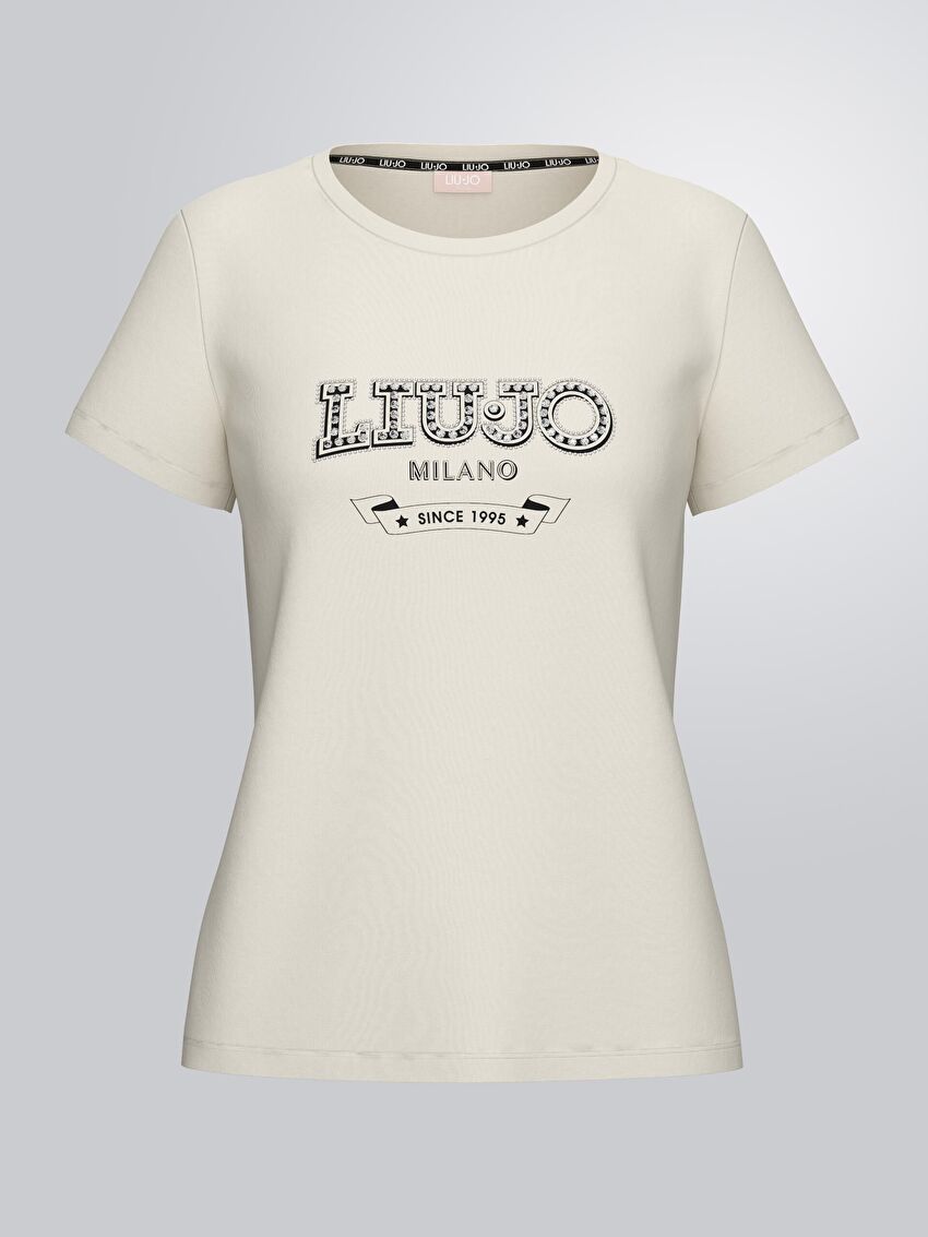 Beyaz Kısa Kollu Moda Tişört