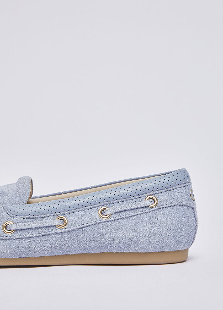 Açık Mavi Süet Mokasen