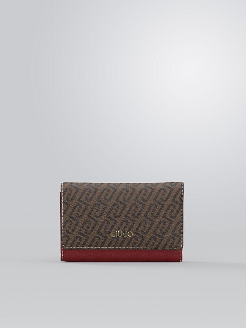 Kahve/Kırmızı Trifold Cüzdan