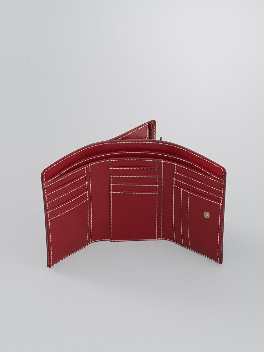 Kahve/Kırmızı Trifold Cüzdan