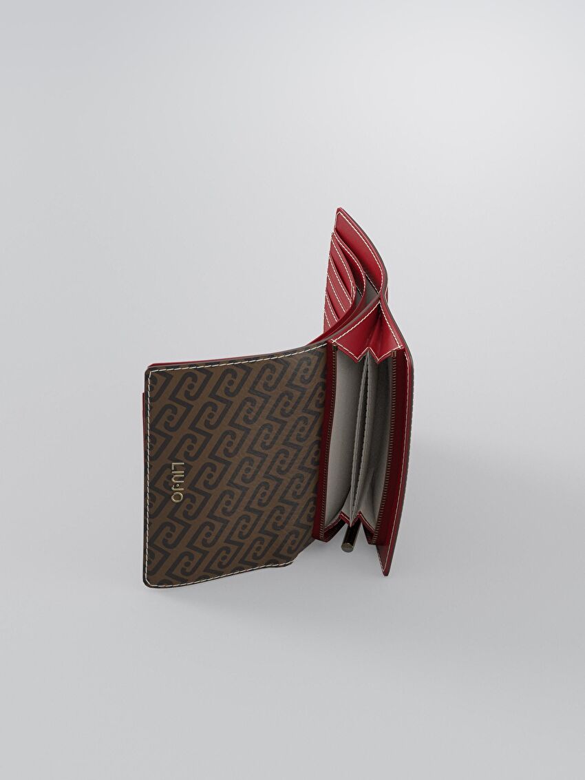 Kahve/Kırmızı Trifold Cüzdan