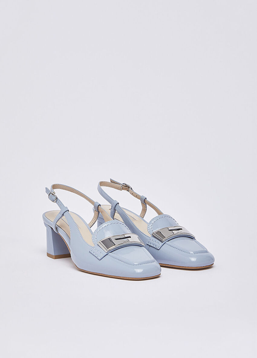 Açık Mavi Rugan Slingback