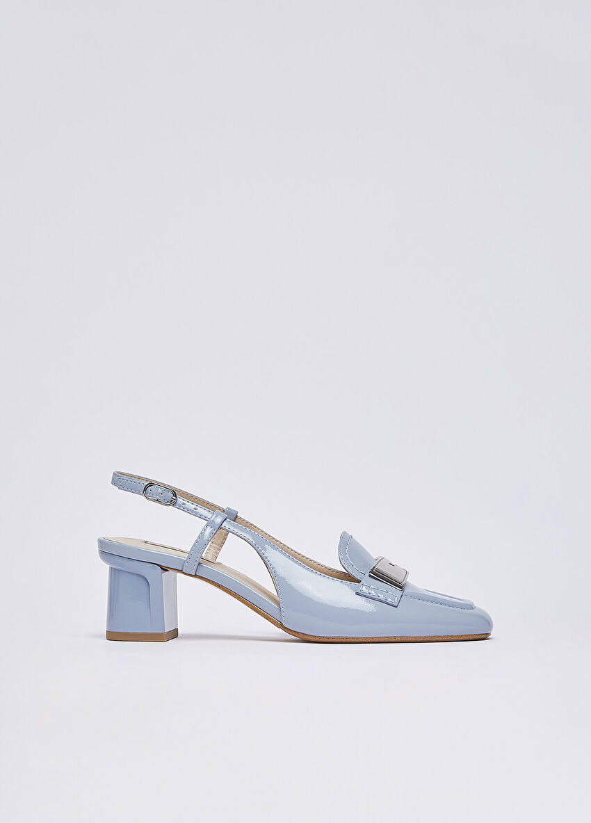Açık Mavi Rugan Slingback