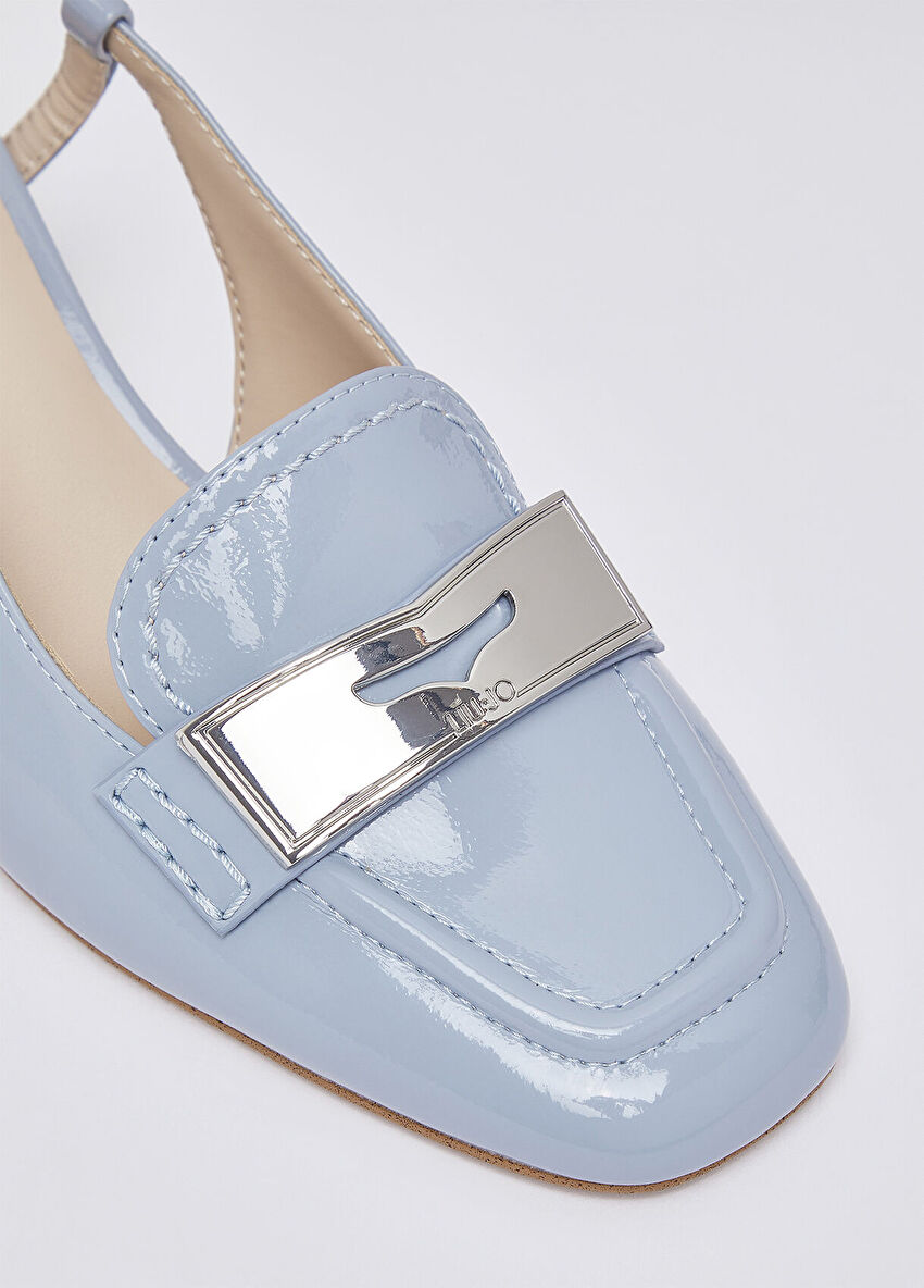 Açık Mavi Rugan Slingback