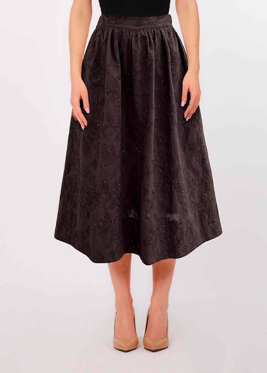 Kahverengi Nav Uzun Etek