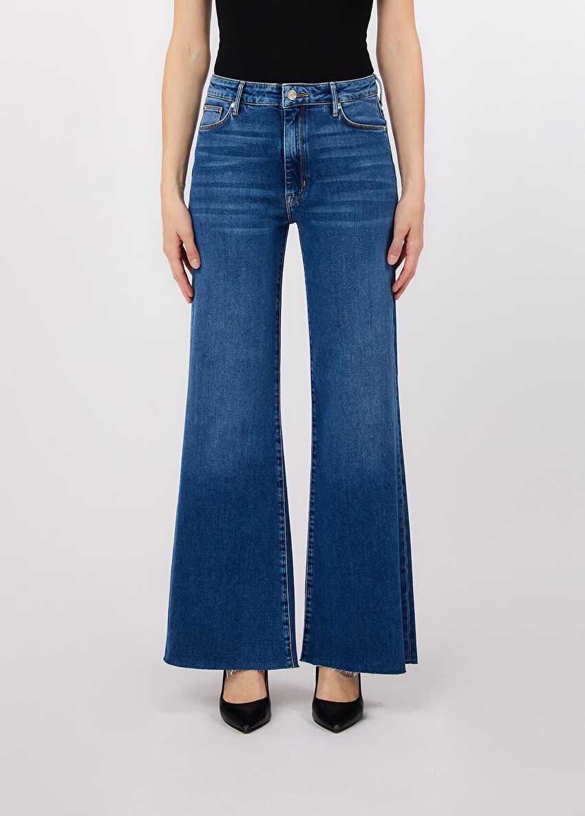 Koyu Mavi B.Up Flare Yüksek Bel Denim