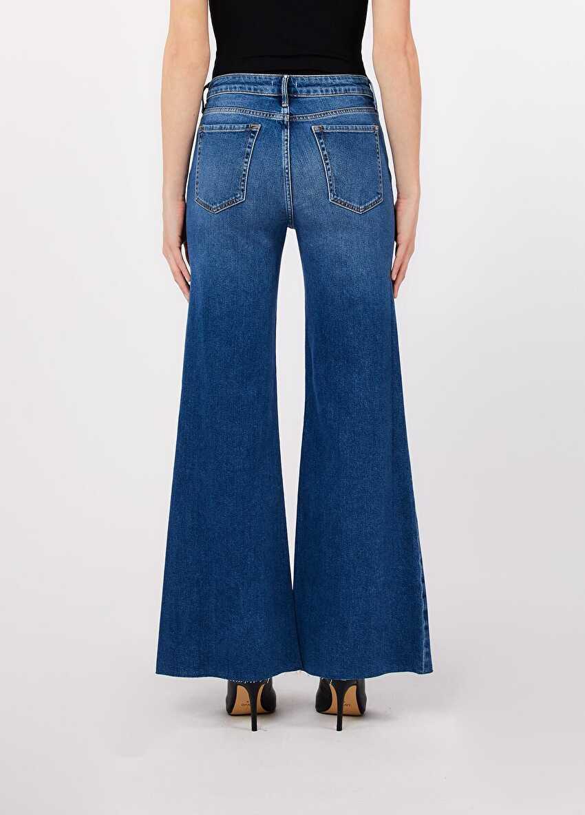 Koyu Mavi B.Up Flare Yüksek Bel Denim