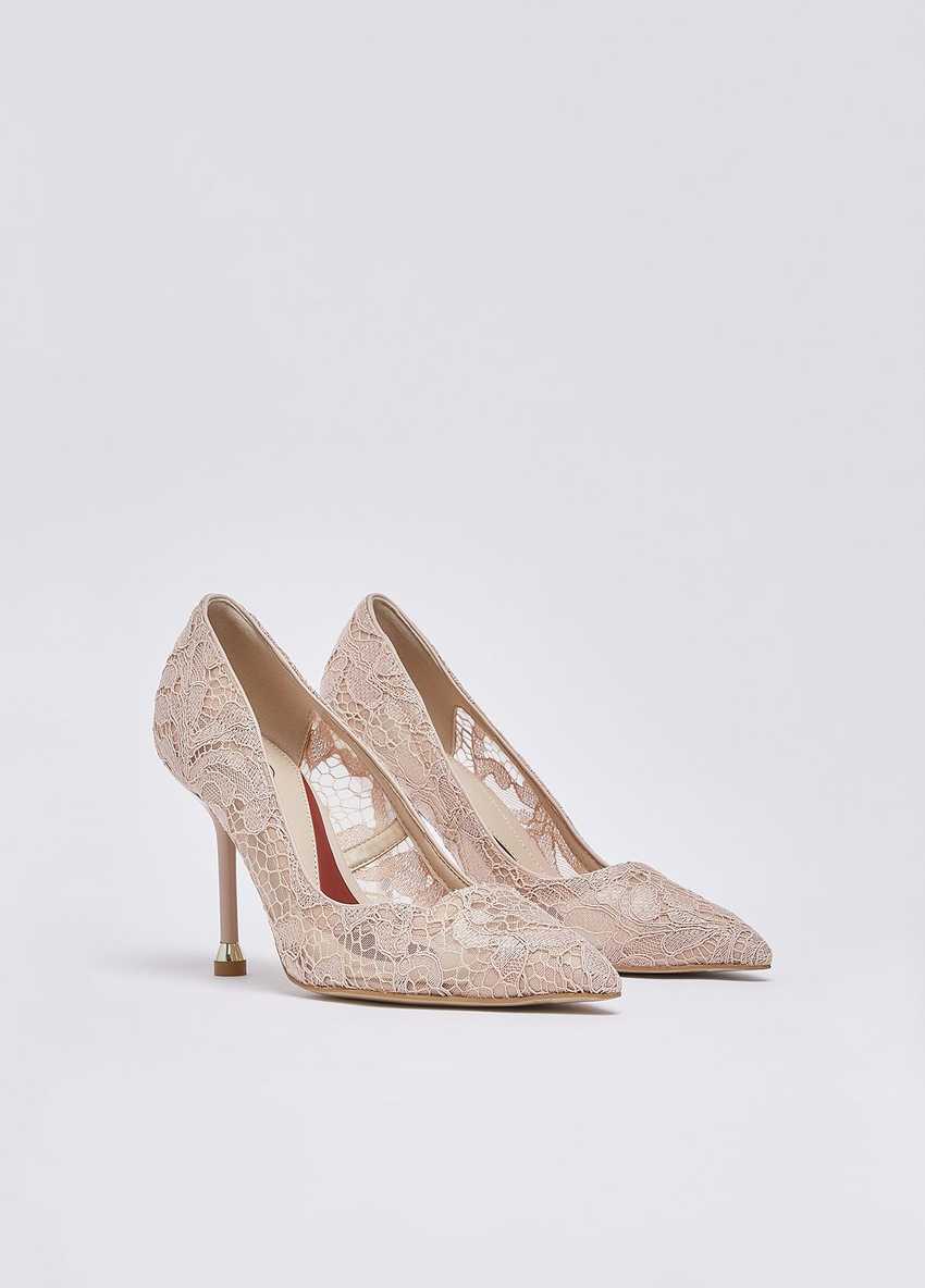 Blush (Pudra) Dantelli Dekolte Ayakkabı