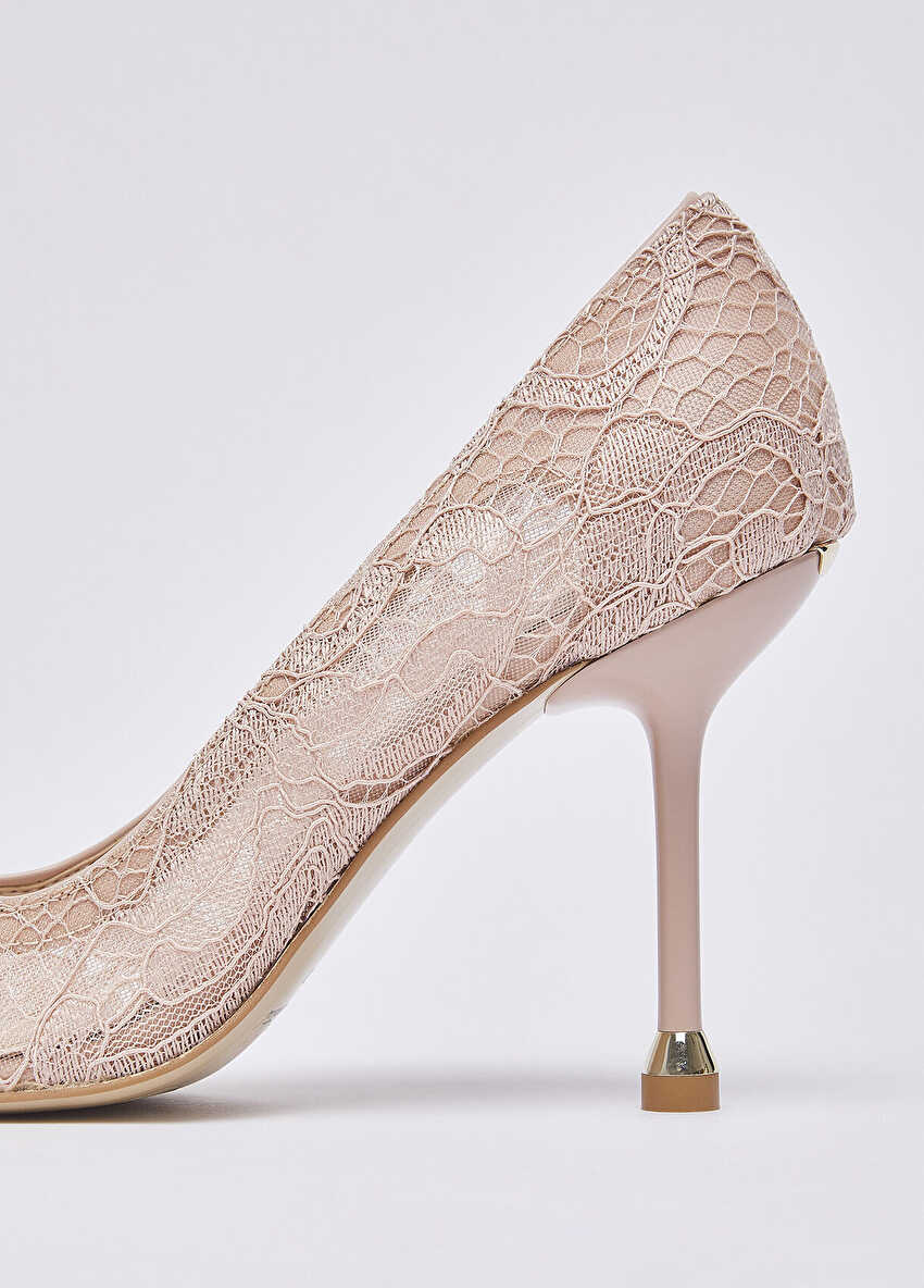 Blush (Pudra) Dantelli Dekolte Ayakkabı
