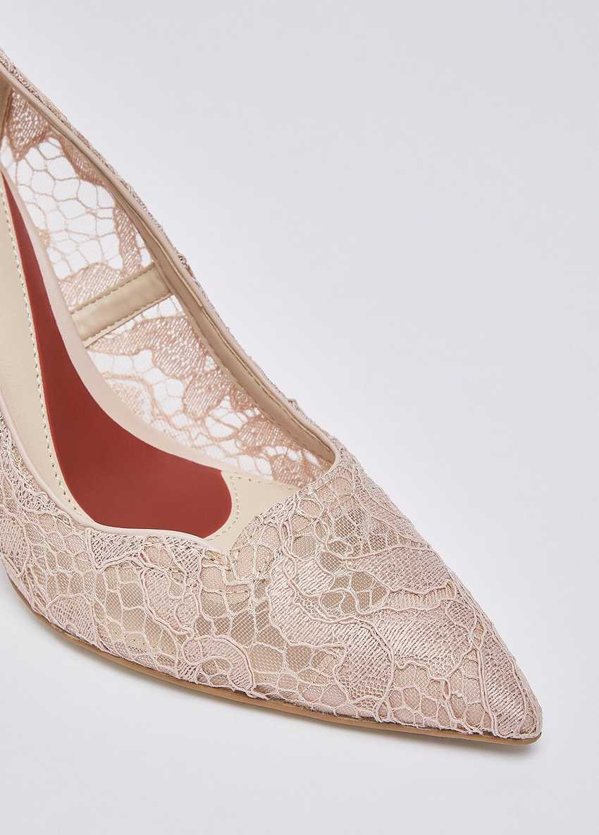 Blush (Pudra) Dantelli Dekolte Ayakkabı