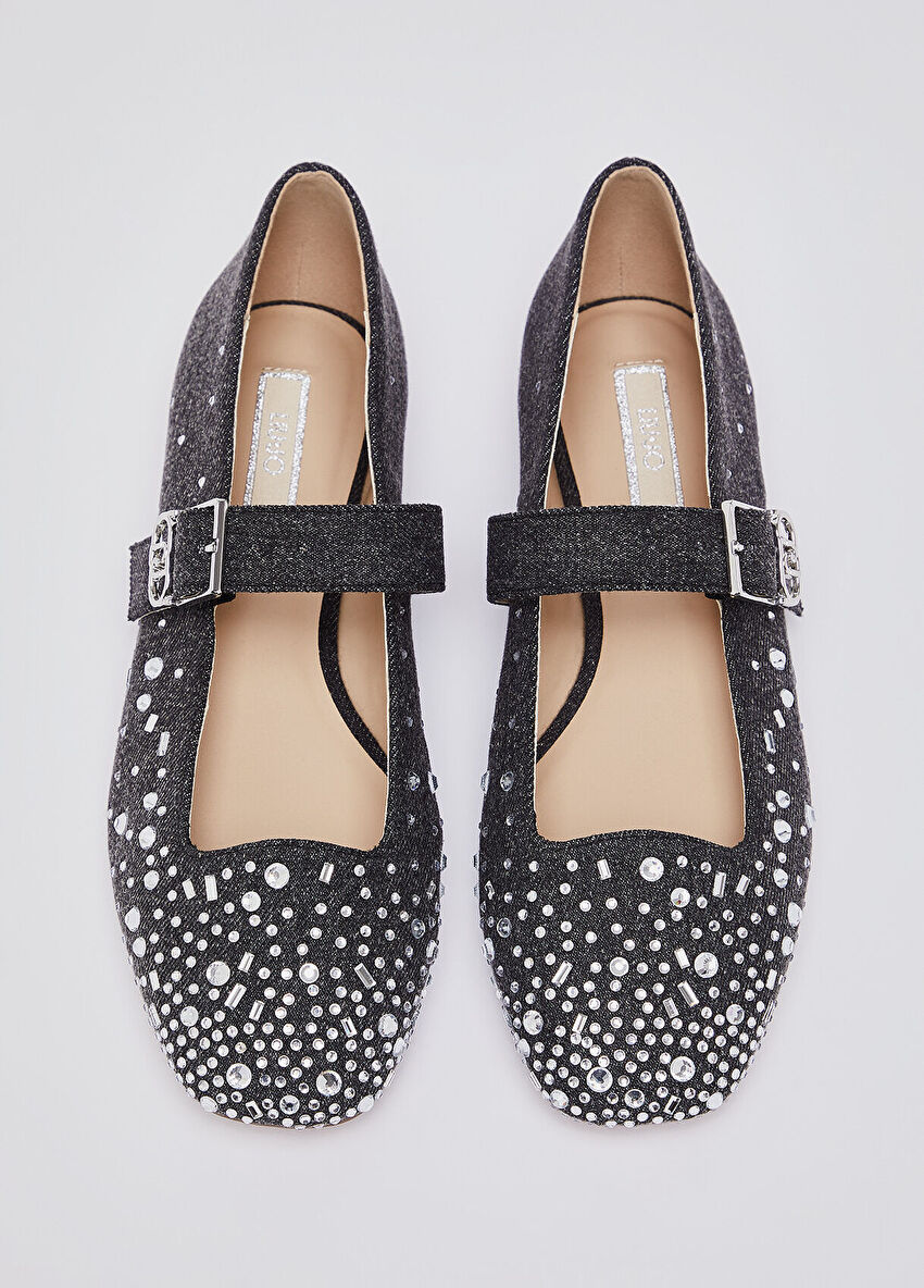 Denim Taş İşlemeli Balerin