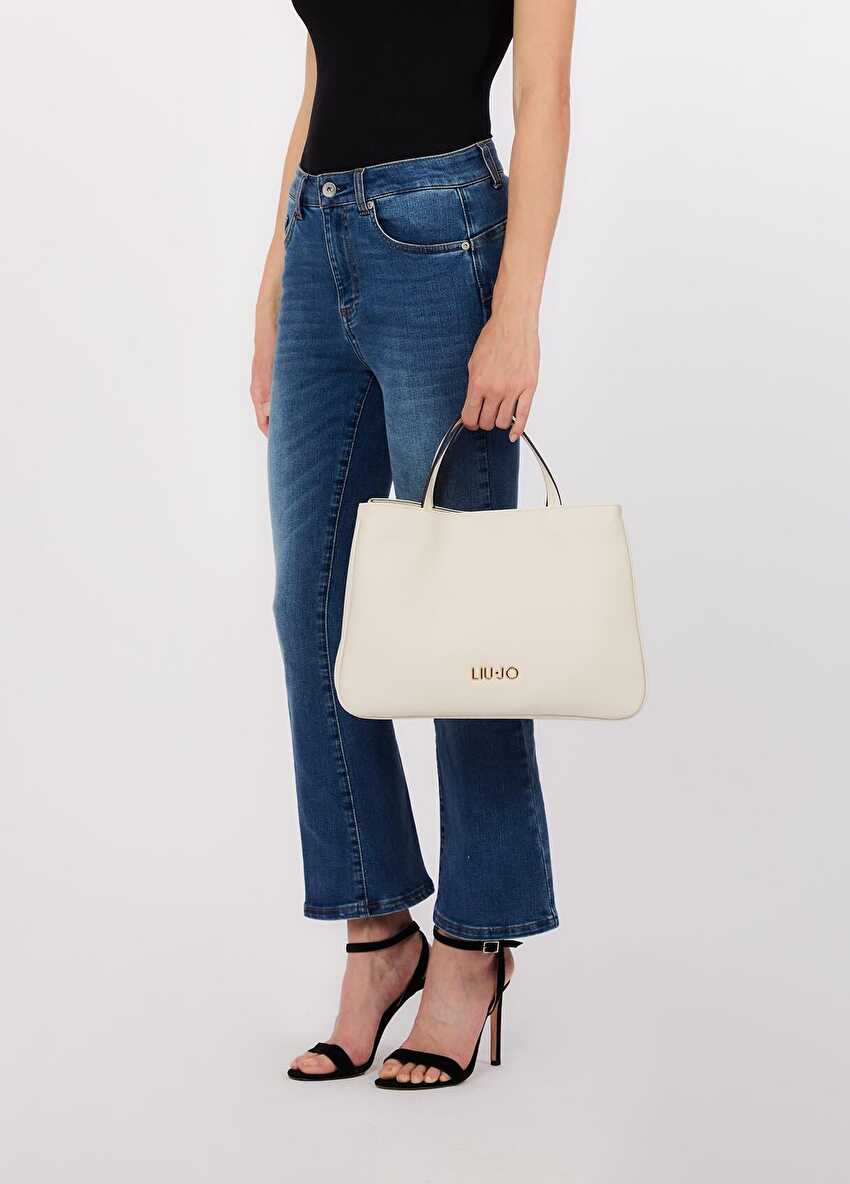 Krem Orta Boy Satchel Çanta