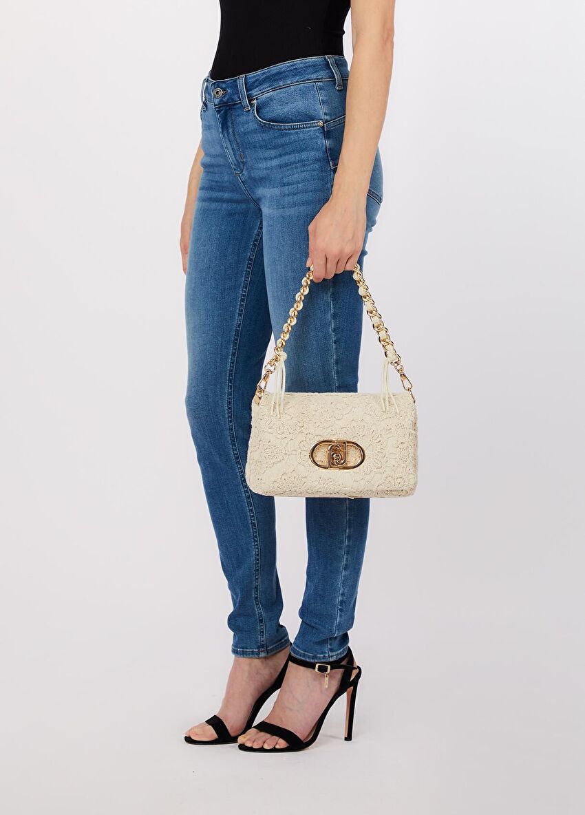 Krem Orta Boy Çapraz Çanta