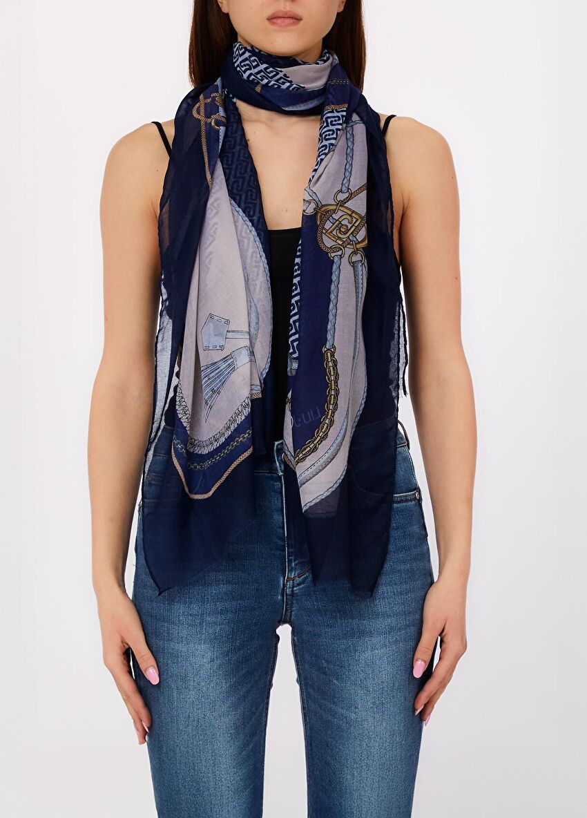 Mavi Metal Detaylı Stola