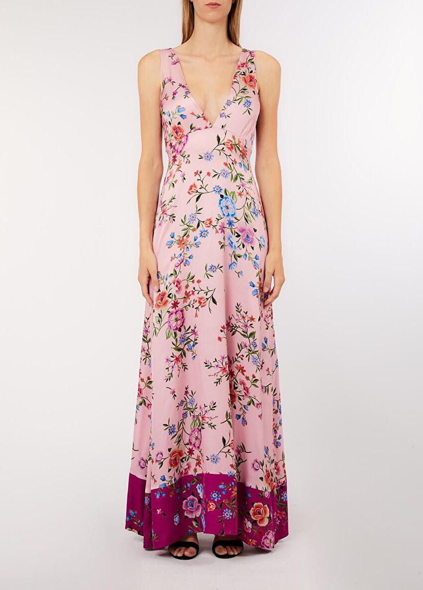 Pembe / Turuncu Patch Detaylı Elbise