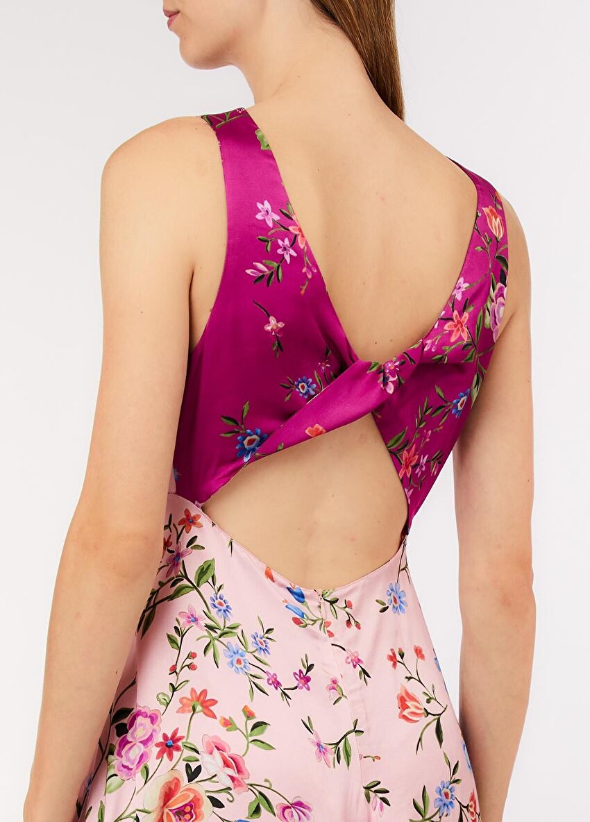 Pembe / Turuncu Patch Detaylı Elbise