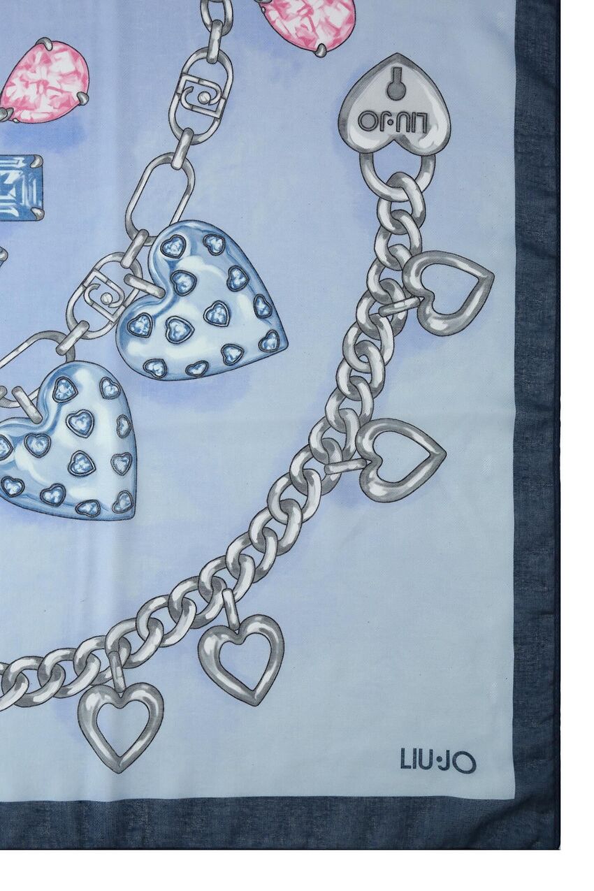 Soluk Mavi Charm Detaylı Fular