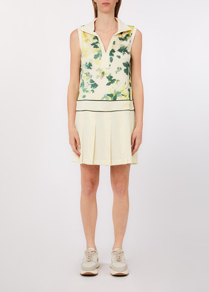 Yeşil / Beyaz Birleşik Nav Elbise