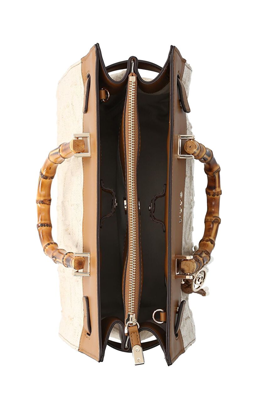 Bej Orta Boy Tote Çanta