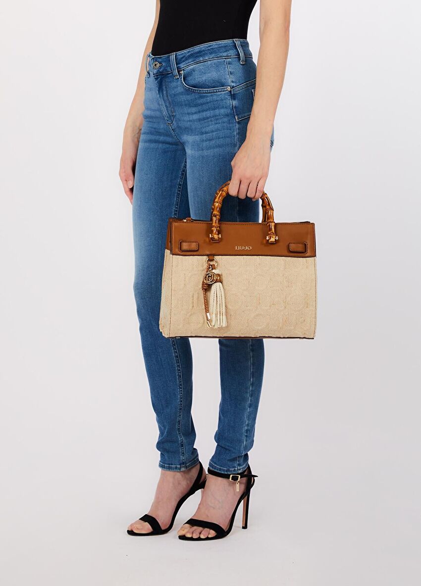 Bej Orta Boy Tote Çanta