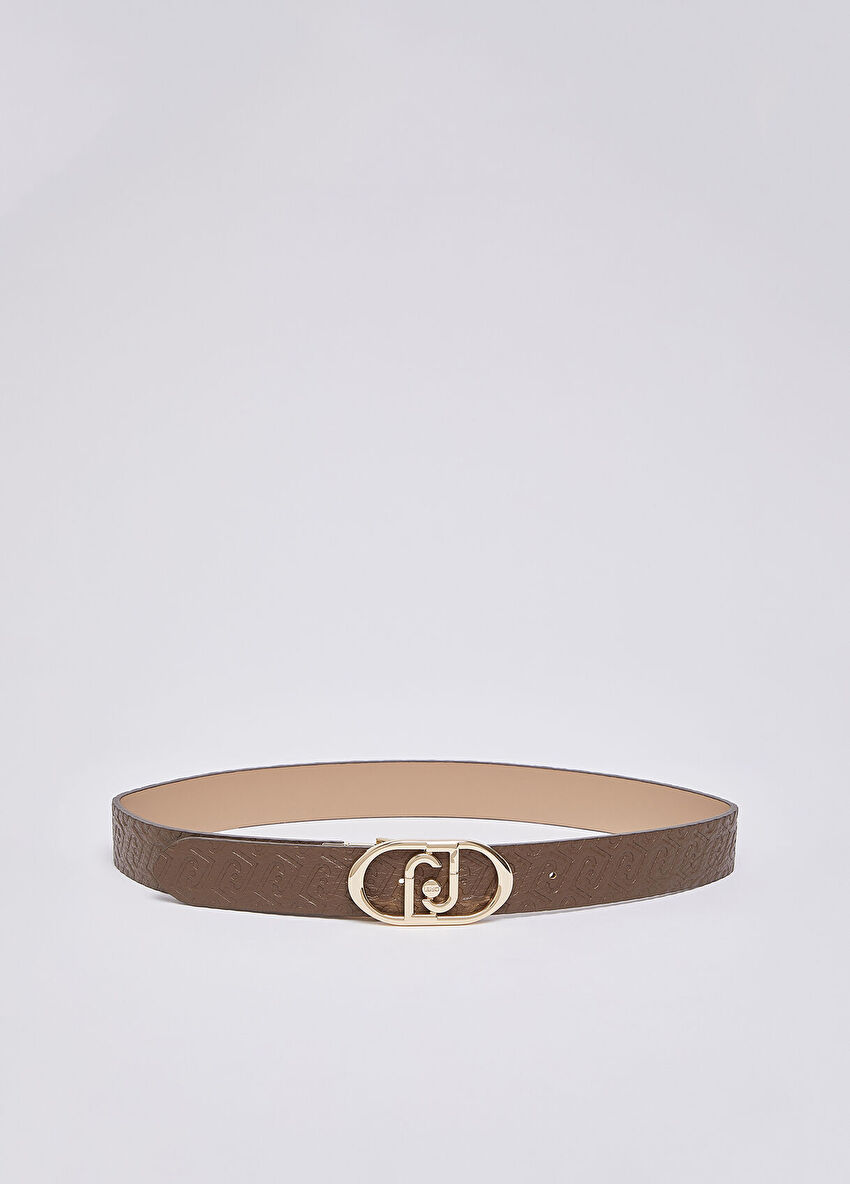 Kahverengi / Pudra Çift Taraflı 3.5 Cm Kemer