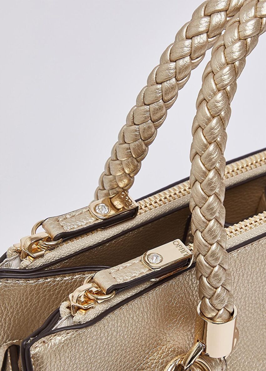 Altın Rengi Küçük Satchel Çanta