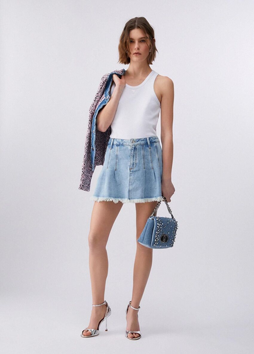 Beyaz Kısa Kollu Moda Tişört