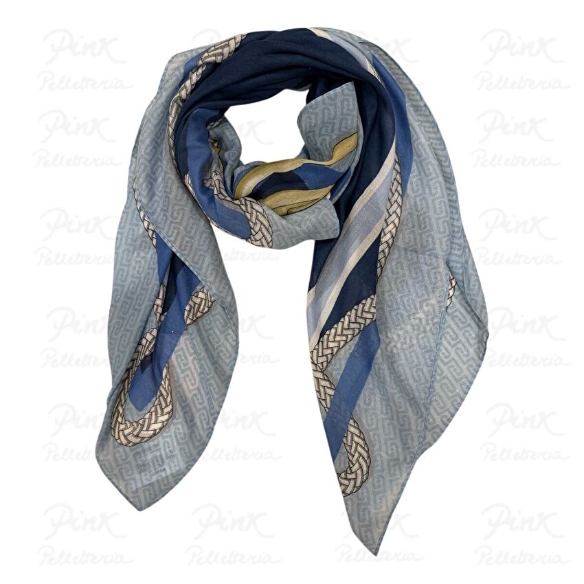 Açık Mavi Oval Logo Fular