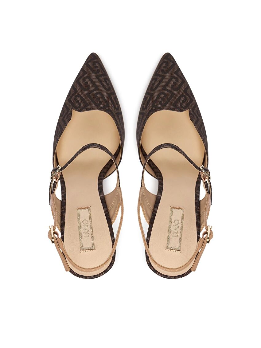 Kahverengi Monogram Saffiano Slingback