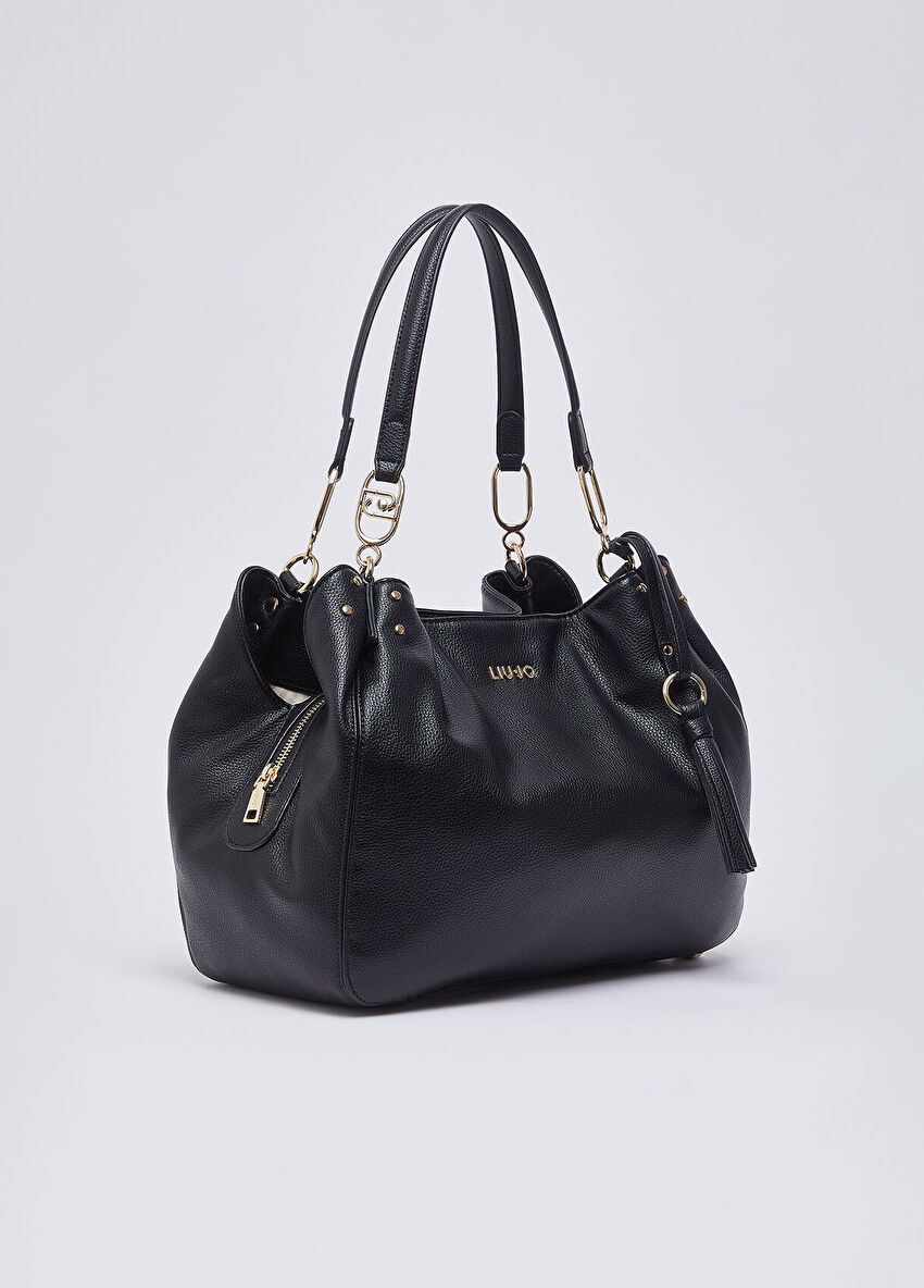 Siyah Orta Boy Satchel Çanta