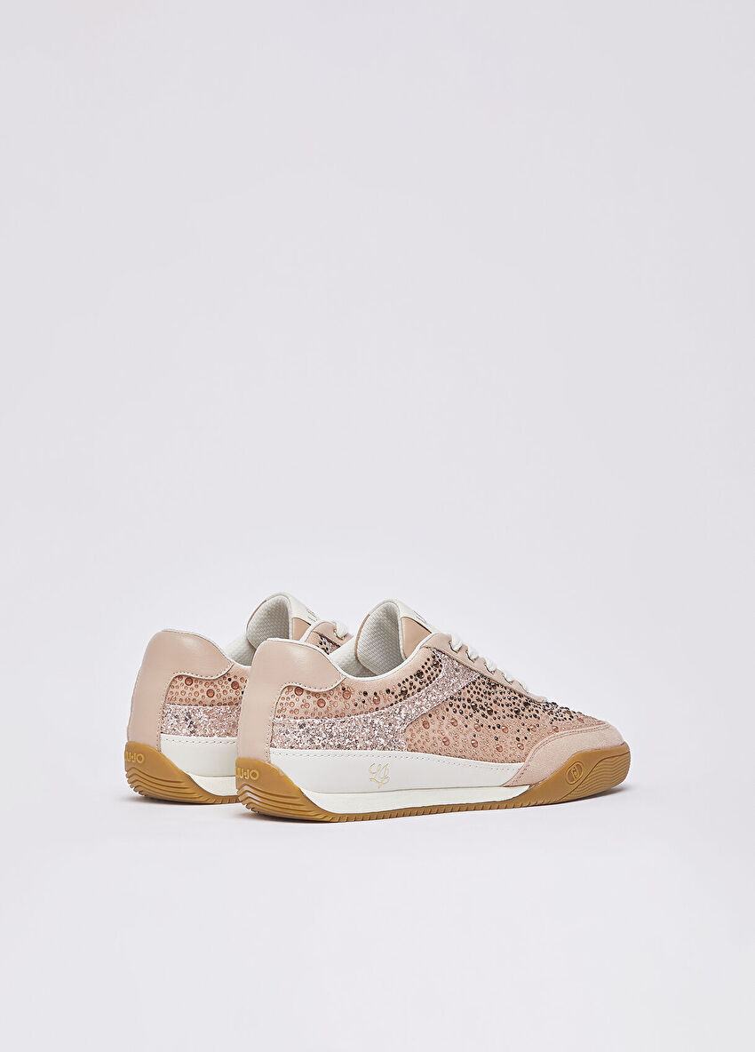 Nude Mikrofiber Taş İşlemeli Sneaker