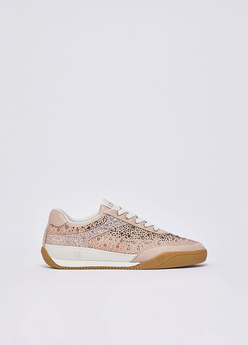 Nude Mikrofiber Taş İşlemeli Sneaker