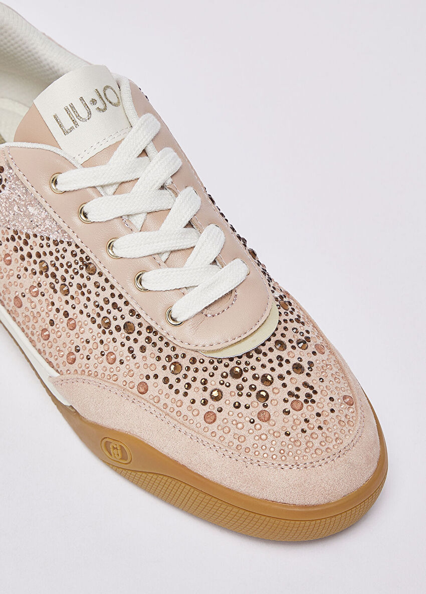 Nude Mikrofiber Taş İşlemeli Sneaker