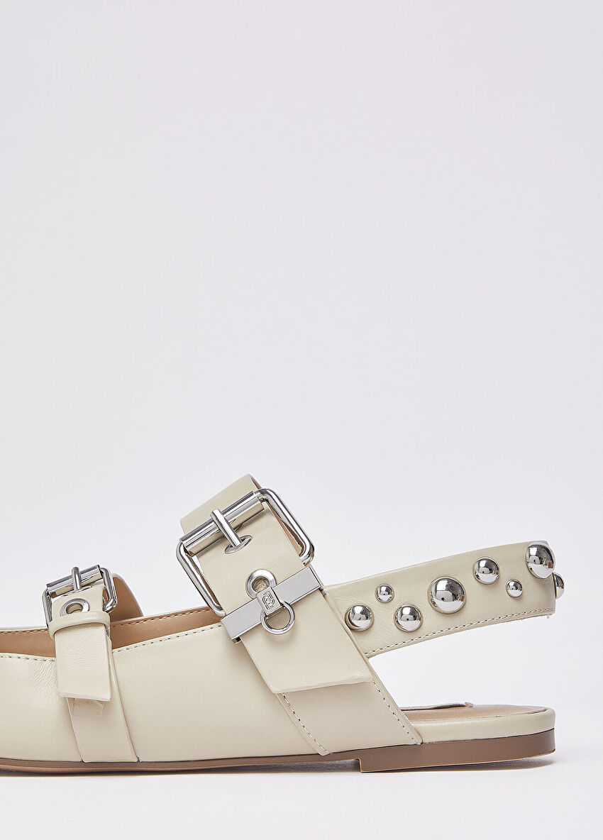 Rope (Doğal Hasır) Stud Detaylı Deri Slingback