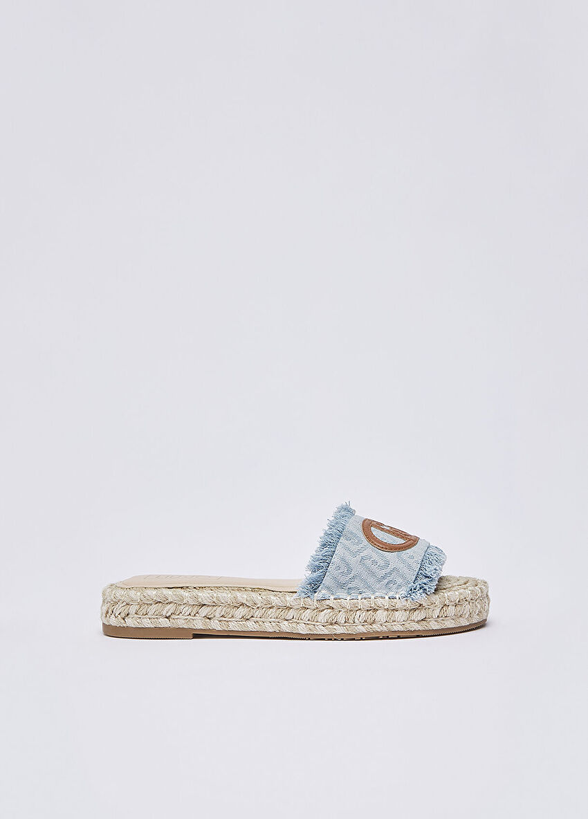 Maxi Logolu Denim Sandalet